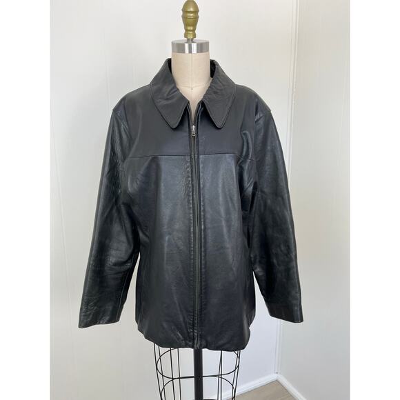 Vintage 90s Y2K Wilsons Maxima Black Leather Jacket XL Matrix Cyber Goth Grunge - Picture 3 of 16